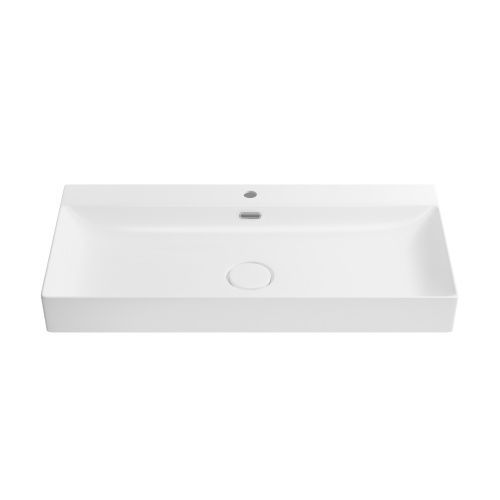 Раковина из сантехнического фарфора Wellsee Bromance 151601000 90х45 накладная цвет белый глянцевый 1 отверстие под смеситель