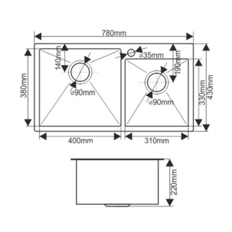 Кухонная мойка Melana ProfLine S7843HB графит 78x43 цвет графит - фото 2