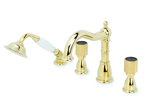 Смеситель Boheme Royal Cristal 395-Royal/CRST black на борт ванны золото