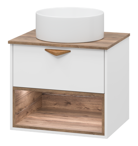 Тумба под раковину Brevita Bergen BER-07060-19-01-1Я 60х48х52 подвесная цвет белый/коричневый