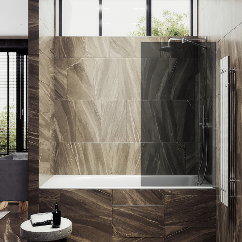 Душевая шторка на ванну Maybah Glass MGV-80-5ш 60х140 стекло тонированное профиль хром матовый