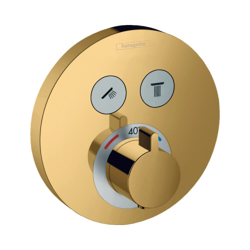 Смеситель Hansgrohe ShowerSelect S 15743990 настенный встраиваемый золото с термостатом
