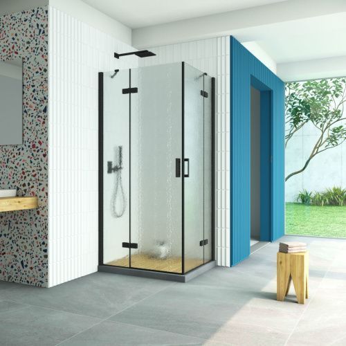 Душевой уголок Vegas-Glass AFA-F Retta AFA-F Retta 90*80 02М 02 L 90х80 стекло рифленое профиль черный без поддона