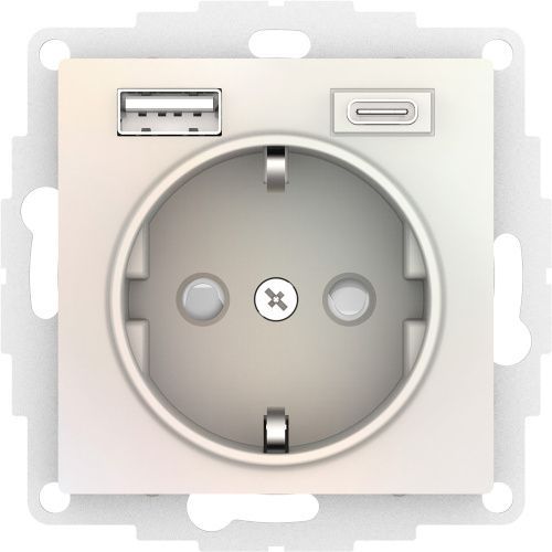 Розетка 16А с USB A+C (5В/2,4А/3 А, 2х5В/1,5А) Systeme Electric AtlasDesign (АтласДесигн) ATN000432