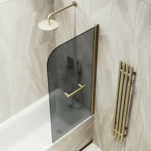 Душевая шторка на ванну Maybah Glass MGV-780-2 60х140 стекло тонированное профиль бронза