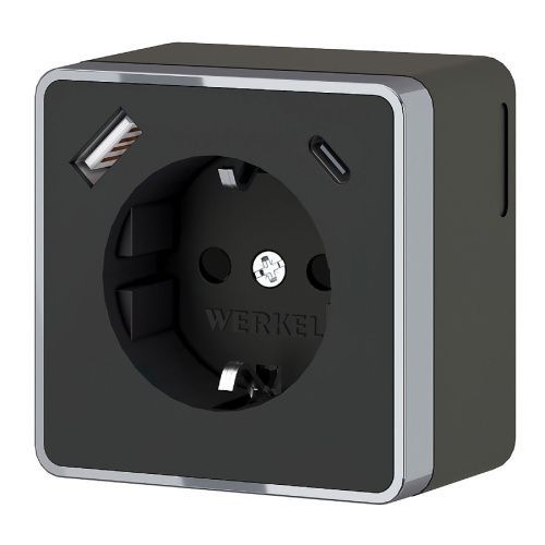 Розетка с заземлением, шторками и USB тип A+C Werkel Gallant (Галлант) 4690389179655