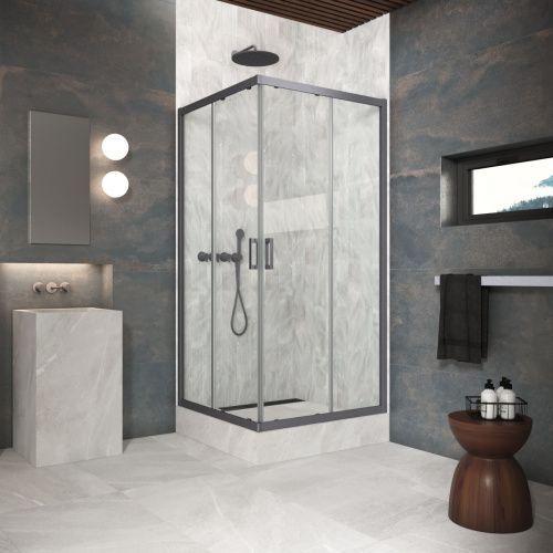 Душевой уголок Vegas-Glass ZA Protec ZA Protec 110 06 crystalvision 110х110 стекло прозрачное профиль вороненая сталь без поддона