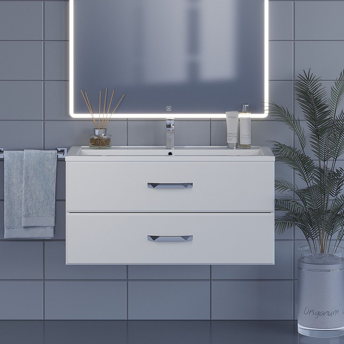 Тумба с раковиной Uperwood Foster 291020533 100х50 цвет белый - фото 5