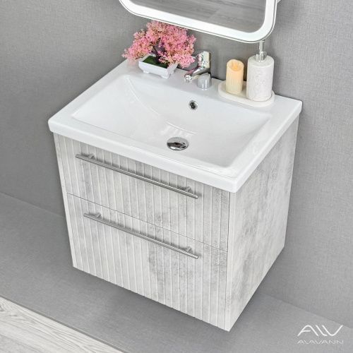 Тумба с раковиной Alavann Emma ALV1166000 60х46х61 подвесная цвет серый