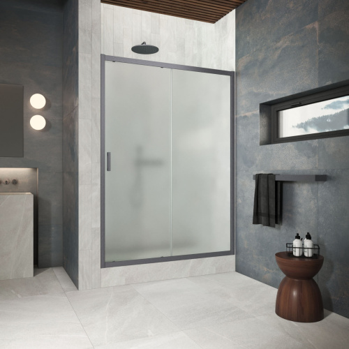 Душевая дверь Vegas-Glass ZP Protec ZP Protec h1900 110 06 10 110х190 стекло матовое профиль вороненая сталь
