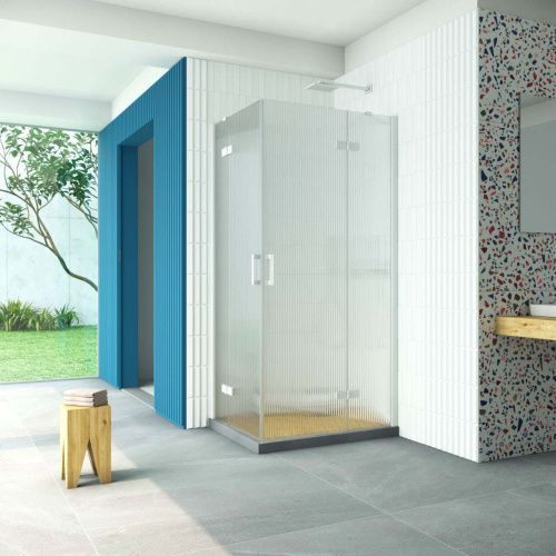 Душевой уголок Vegas-Glass AFA-F Retta AFA-F Retta 90*80 01 Moru R 90х80 стекло рифленое профиль белый без поддона