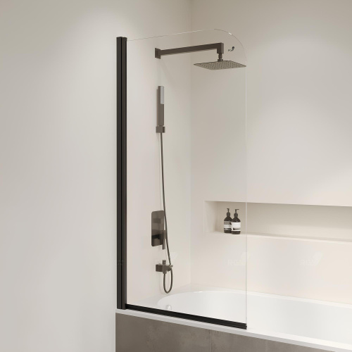 Душевая шторка на ванну RGW Screens 06110908-14 80х150 стекло прозрачное профиль черный ориентация универсальная