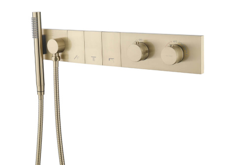 Смеситель для душа Boheme Zodiac Termo 133-SYS-MG встраиваемый золото матовое с термостатом