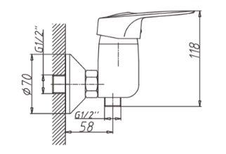 Смеситель для душа D-Lin D160422 настенный хром - фото 2
