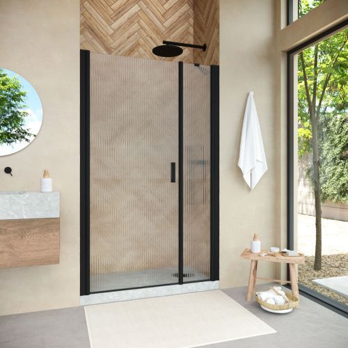 Душевая дверь Vegas-Glass EP-F-2 NOVO EP-F-2 NOVO 100 02М Moru L 100х190 стекло рифленое профиль черный