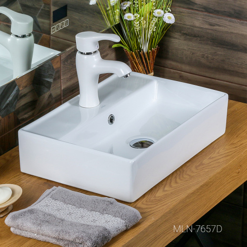 Раковина из сантехнического фарфора Melana 7657D-805 50х35 накладная цвет белый 1 отверстие под смеситель