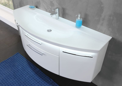 Раковина из минерального литья Puris Classic line SWM6240B1 140х50 накладная цвет белый 1 отверстие под смеситель