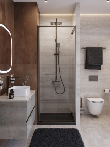 Душевая дверь Cezares LUX LUX-B-FS-1-80-C-GM 80х195 стекло прозрачное профиль оружейная сталь