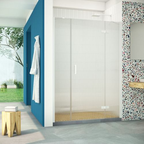 Душевая дверь Vegas-Glass AFP-F Retta AFP-F Retta 130 01 Moru R 130х200 стекло рифленое профиль белый