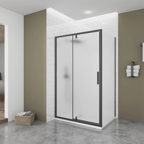 Душевой уголок Veconi Ottimo OP20B-SP-12090-07-C9 120х90 стекло матовое профиль черный без поддона