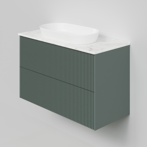 Тумба со столешницей La Fenice TERRA TWIN NFNC-01-TER-G-100-2-3-GG 102х62х47 подвесная цвет серый/зелёный