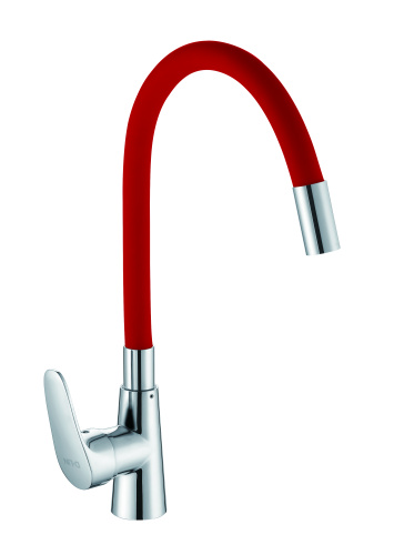 Смеситель для кухни D-Lin D155302-4 на мойку хром/красный