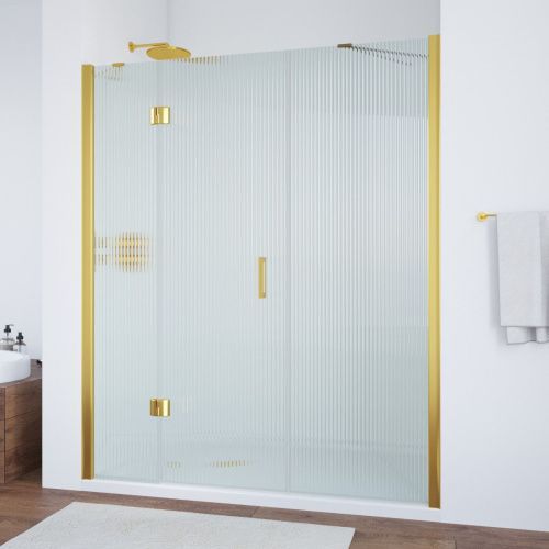 Душевая дверь Vegas-Glass AFP-F TUR+NOVO AFP-F TUR NOVO h1890 130 09 Moru L 130х190 стекло рифленое профиль золото