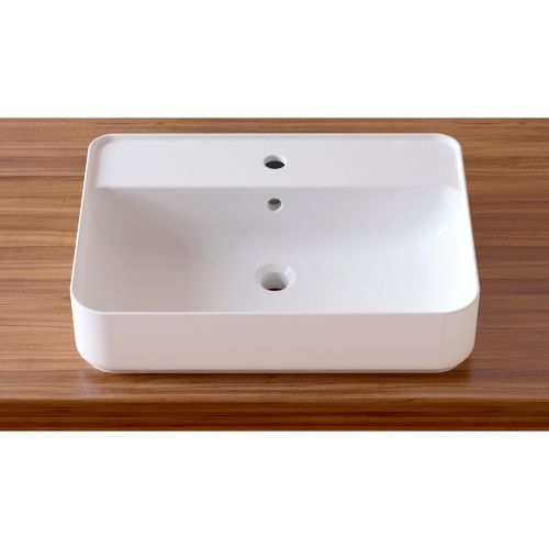 Раковина из сантехнического фарфора Lavinia Boho Bathroom Sink Slim 33311008 60х43 накладная цвет белый глянцевый 1 отверстие под смеситель