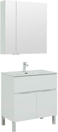 Комплект мебели: тумба с раковиной + зеркало-шкаф Aquanet Алвита New 00274213 81х46,5х170,3 напольный