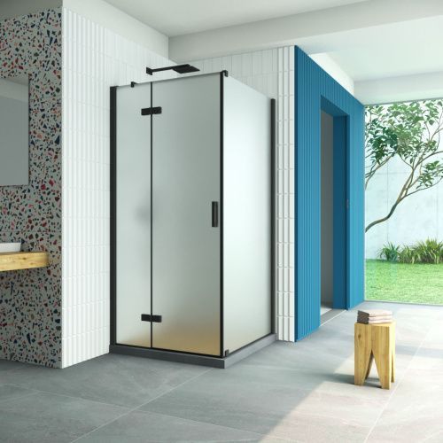 Душевой уголок Vegas-Glass AFP-Fis Retta AFP-Fis Retta 80 02М 10 L 80х80 стекло матовое профиль черный без поддона