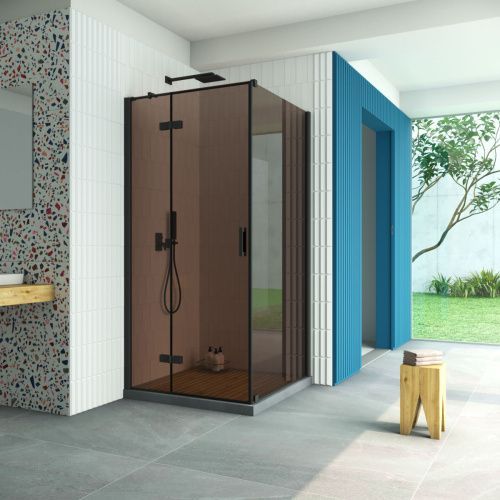 Душевой уголок Vegas-Glass AFP-Fis Retta AFP-Fis Retta 80 02М 05 L 80х80 стекло тонированное профиль черный без поддона