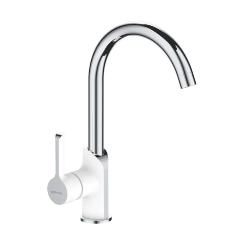 Смеситель для кухни Shevanik S6053F на мойку белый/хром