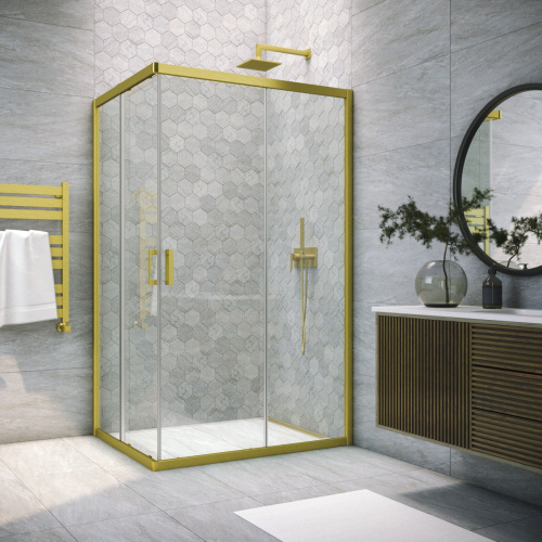 Душевой уголок Vegas-Glass ZA-F TUR+NOVO ZA-F NOVO h2000 100*85 03 crystalvision 100х85 стекло прозрачное профиль золото матовое