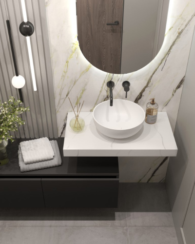 Столешница Armadi Art Flat 869-080-CLCT 81х46 накладная цвет белый мрамор