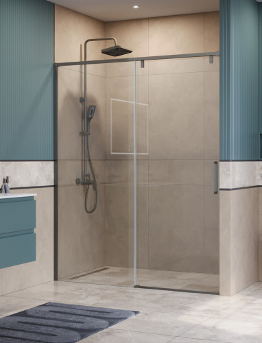 Душевая дверь BelBagno SOFT CLOSE-1 SOFT_CLOSE-1-BF-1-160-C-GM 160х200 стекло прозрачное профиль оружейная сталь