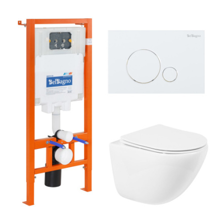 Комплект унитаз с инсталляцией с клавишей смыва BelBagno AMANDA BB051CHR/BB051SC/BB002-80/BB014-SR-BIANCO