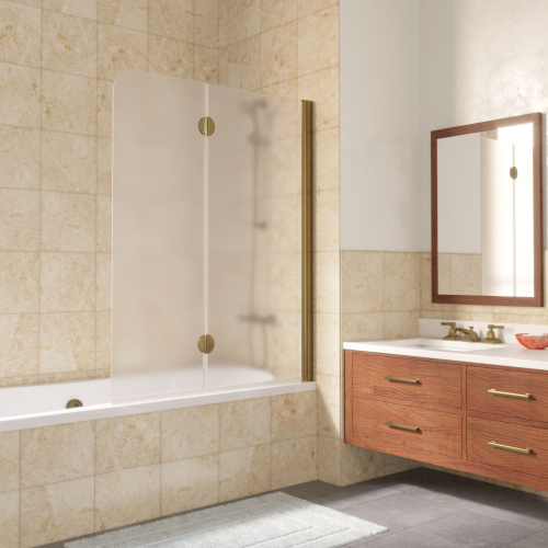 Душевая шторка на ванну Vegas-Glass E2V LUX E2V LUX 120 5 10 R 120х151 стекло матовое профиль бронза