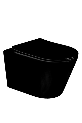Чаша унитаза подвесная Boheme Avva 973-SET-B цвет черный с сиденьем микролифт безободковый смыв торнадо
