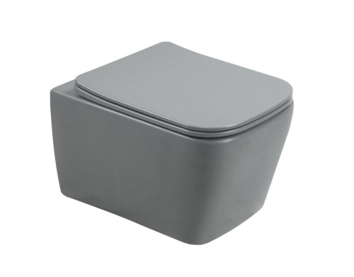 Унитаз подвесной SantiLine SL-5007MG цвет серый матовый с сиденьем микролифт безободковый смыв воронка-водоворот