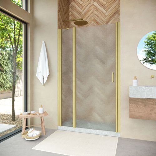 Душевая дверь Vegas-Glass EP-F-1 NOVO EP-F-1 NOVO 100 03 02 L 100х190 стекло рифленое профиль золото
