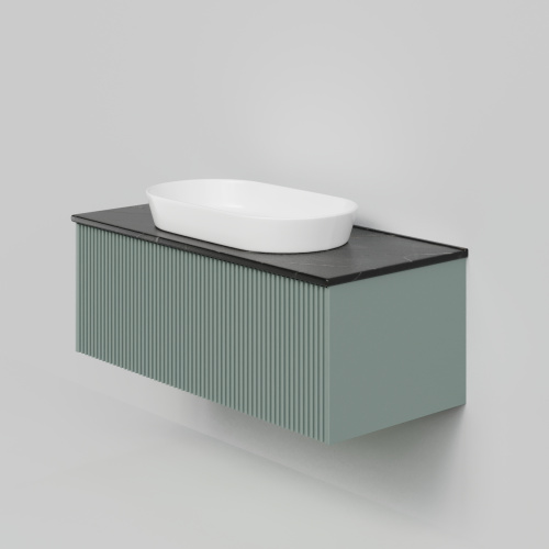 Тумба со столешницей La Fenice TERRA NFNC-01-TER-G-100-3-GB 102х37х47 подвесная цвет серый/зелёный