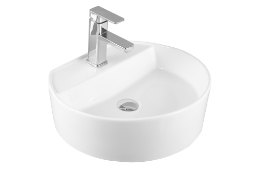 Раковина из сантехнического фарфора MILLEAU GLACE MU7055-GW 48х43 накладная цвет белый глянцевый без отверстий под смеситель