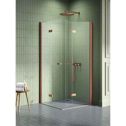 Душевой уголок New Trendy NEW SOLEO Copper brushed K-2088 100х80 стекло прозрачное профиль медь без поддона