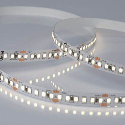 Светодиодная лента Uniel ULS-2835 ULS-2835-168LED/m-10mm-IP20-DC24V-14W/m-5M-4000K катушка в герметичной упаковке
