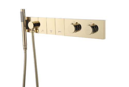 Смеситель для душа Boheme Zodiac Termo 133-SYS-G встраиваемый золото с термостатом