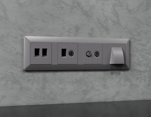 Комплект механизма компьютерной двойной розетки RJ-45 Ambrella Volt MA MA512110