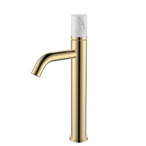 Смеситель Boheme Stick 122-G-MR-WHITE на столешницу золото