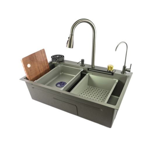 Кухонная мойка Fmark FSC003T 75х46 цвет серый поверхность матовая