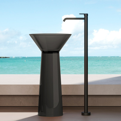 Раковина из искусственного камня Dea Design Pedestal Basin DD2022 480 R4 50х50 напольная цвет черный без отверстий под смеситель