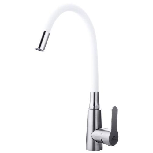 Смеситель для кухни Fashun A54301-8 на мойку белый/сатин